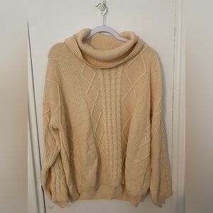 NWOT Cream Pink Lily Cowl Neck Sweater